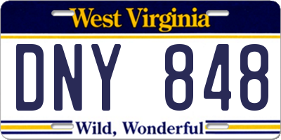 WV license plate DNY848