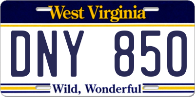 WV license plate DNY850