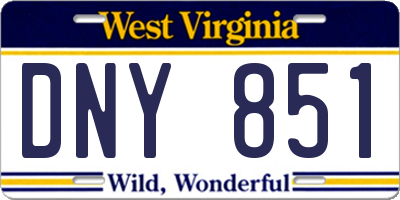 WV license plate DNY851