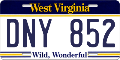 WV license plate DNY852