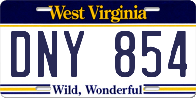 WV license plate DNY854
