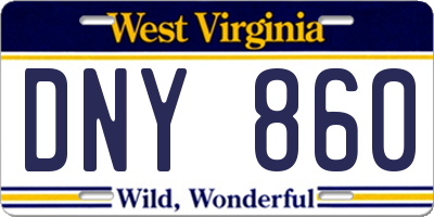 WV license plate DNY860