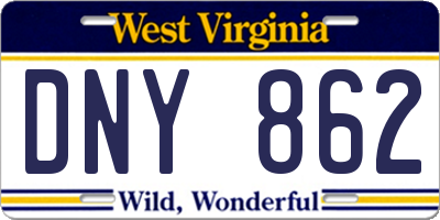 WV license plate DNY862