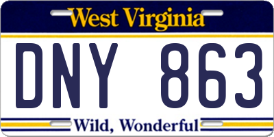 WV license plate DNY863