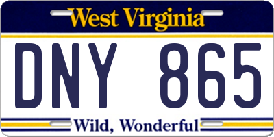 WV license plate DNY865