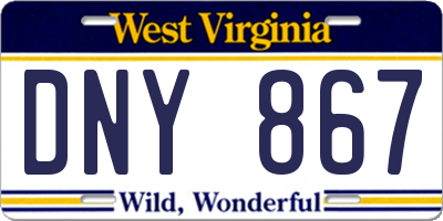WV license plate DNY867
