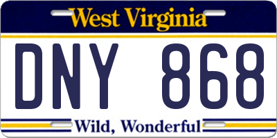 WV license plate DNY868