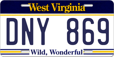 WV license plate DNY869