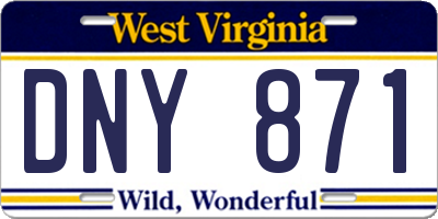 WV license plate DNY871