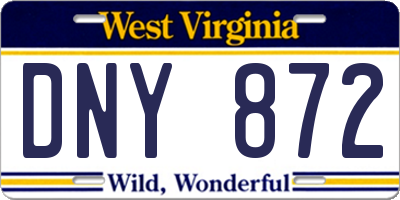 WV license plate DNY872