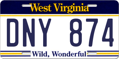 WV license plate DNY874