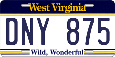 WV license plate DNY875