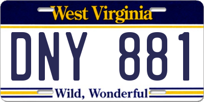 WV license plate DNY881