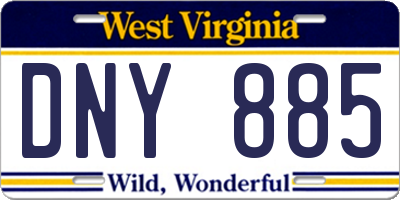 WV license plate DNY885
