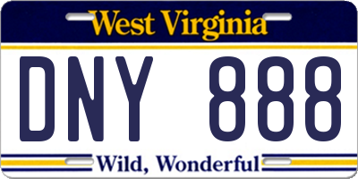 WV license plate DNY888