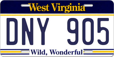 WV license plate DNY905