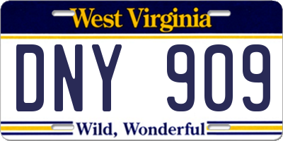 WV license plate DNY909