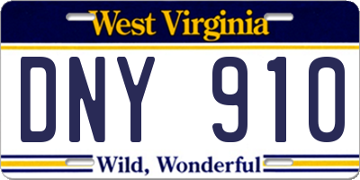 WV license plate DNY910