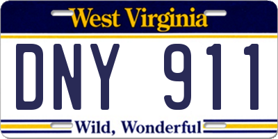 WV license plate DNY911