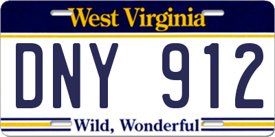 WV license plate DNY912