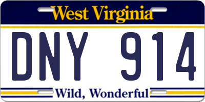 WV license plate DNY914