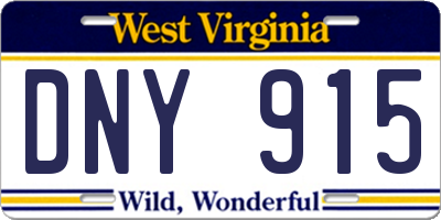 WV license plate DNY915
