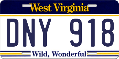 WV license plate DNY918
