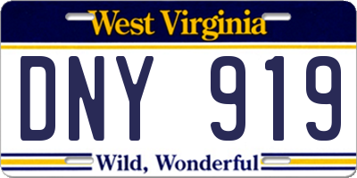 WV license plate DNY919