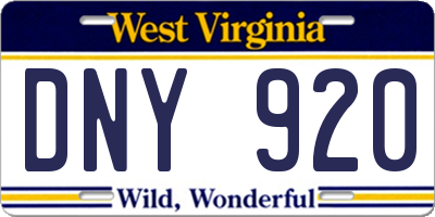 WV license plate DNY920