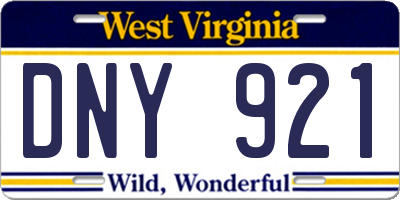 WV license plate DNY921