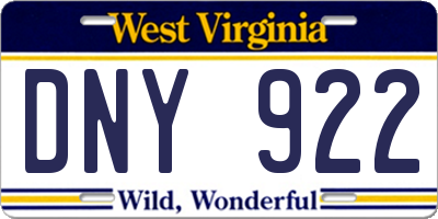 WV license plate DNY922
