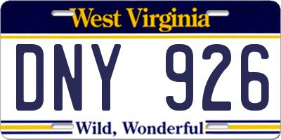 WV license plate DNY926