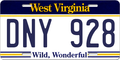 WV license plate DNY928