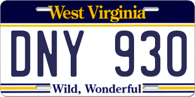 WV license plate DNY930