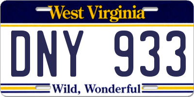 WV license plate DNY933