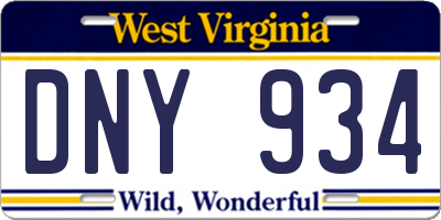 WV license plate DNY934