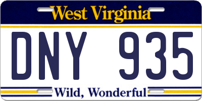 WV license plate DNY935