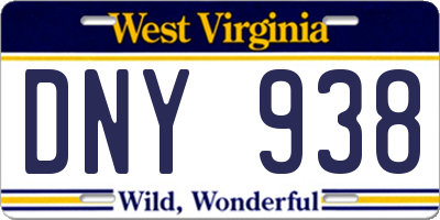 WV license plate DNY938