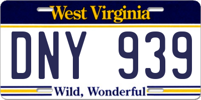 WV license plate DNY939