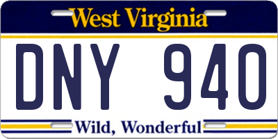 WV license plate DNY940