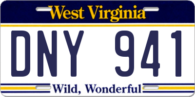 WV license plate DNY941