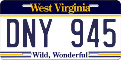 WV license plate DNY945