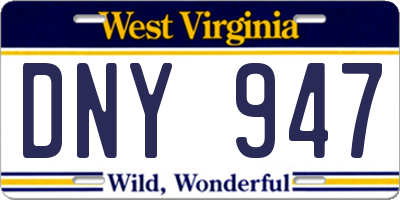 WV license plate DNY947