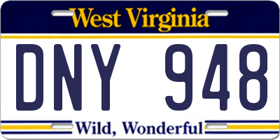WV license plate DNY948
