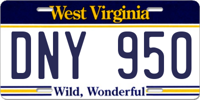 WV license plate DNY950