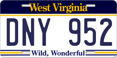 WV license plate DNY952