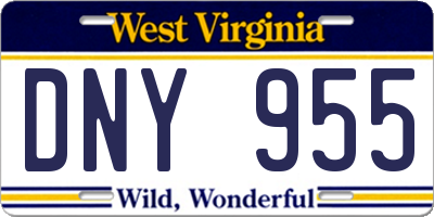 WV license plate DNY955