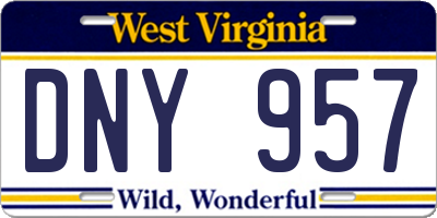 WV license plate DNY957