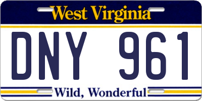 WV license plate DNY961