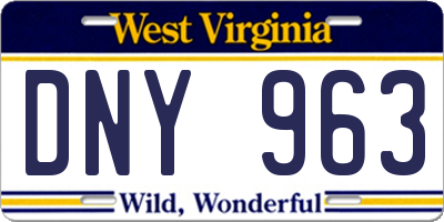 WV license plate DNY963